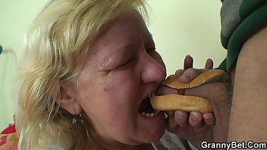 Plump cock hungry granny and boy